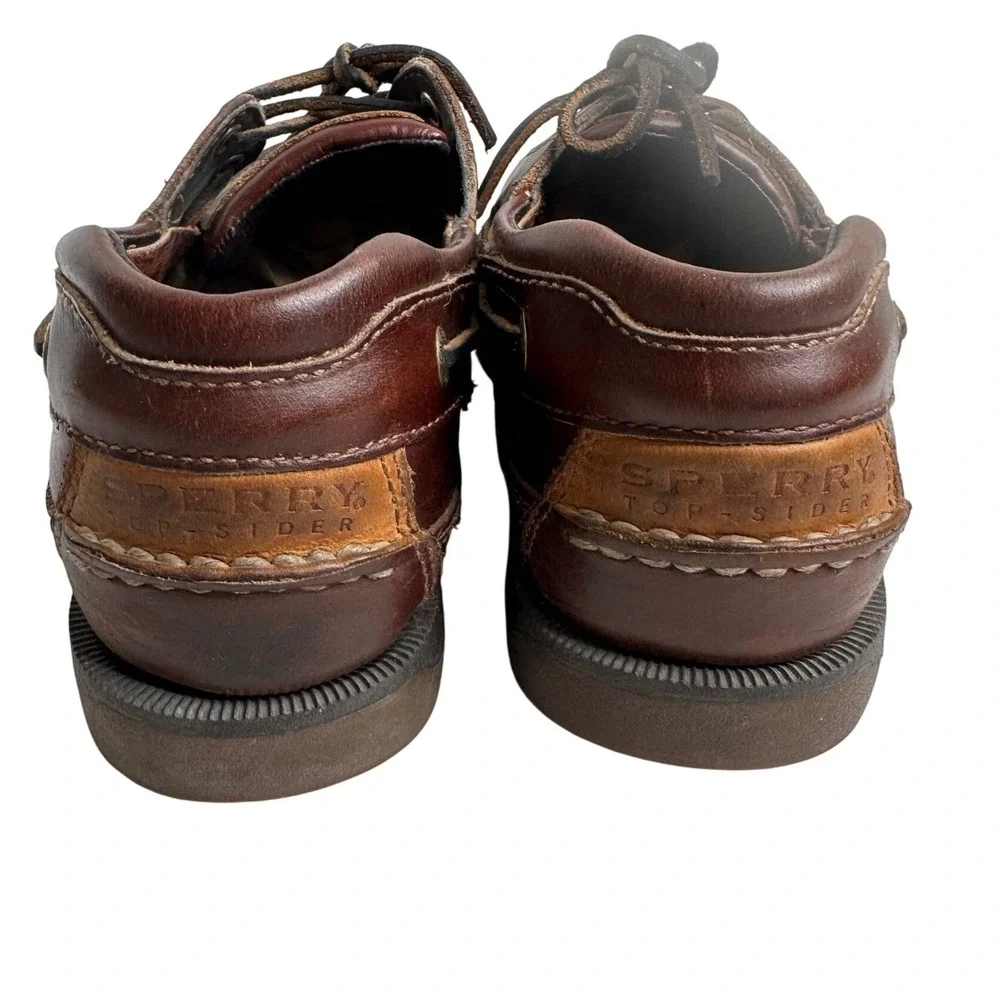 Sperry Top Sider Mako Collection Men's preppy  Brown Leather Boat Shoes SZ 9.5 M